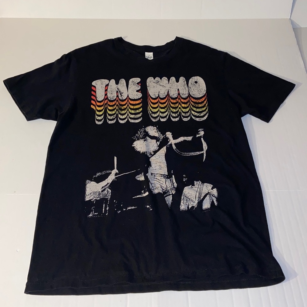 Startee The Who Large Black Distressed Graphic Short Sleeve Tee Shirt